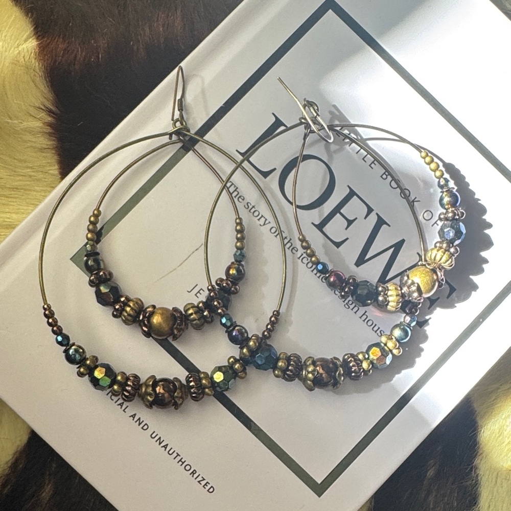 Elegant Beaded Hoop Earrings